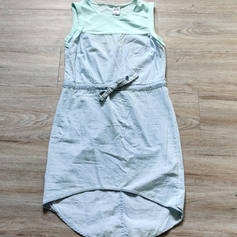 Vero Moda | Blue denim and chiffon dress